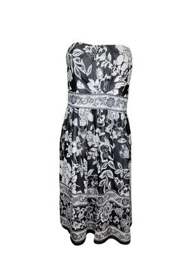 White House Black Market Floral Chiffon Strapless Dress Women Size 14
